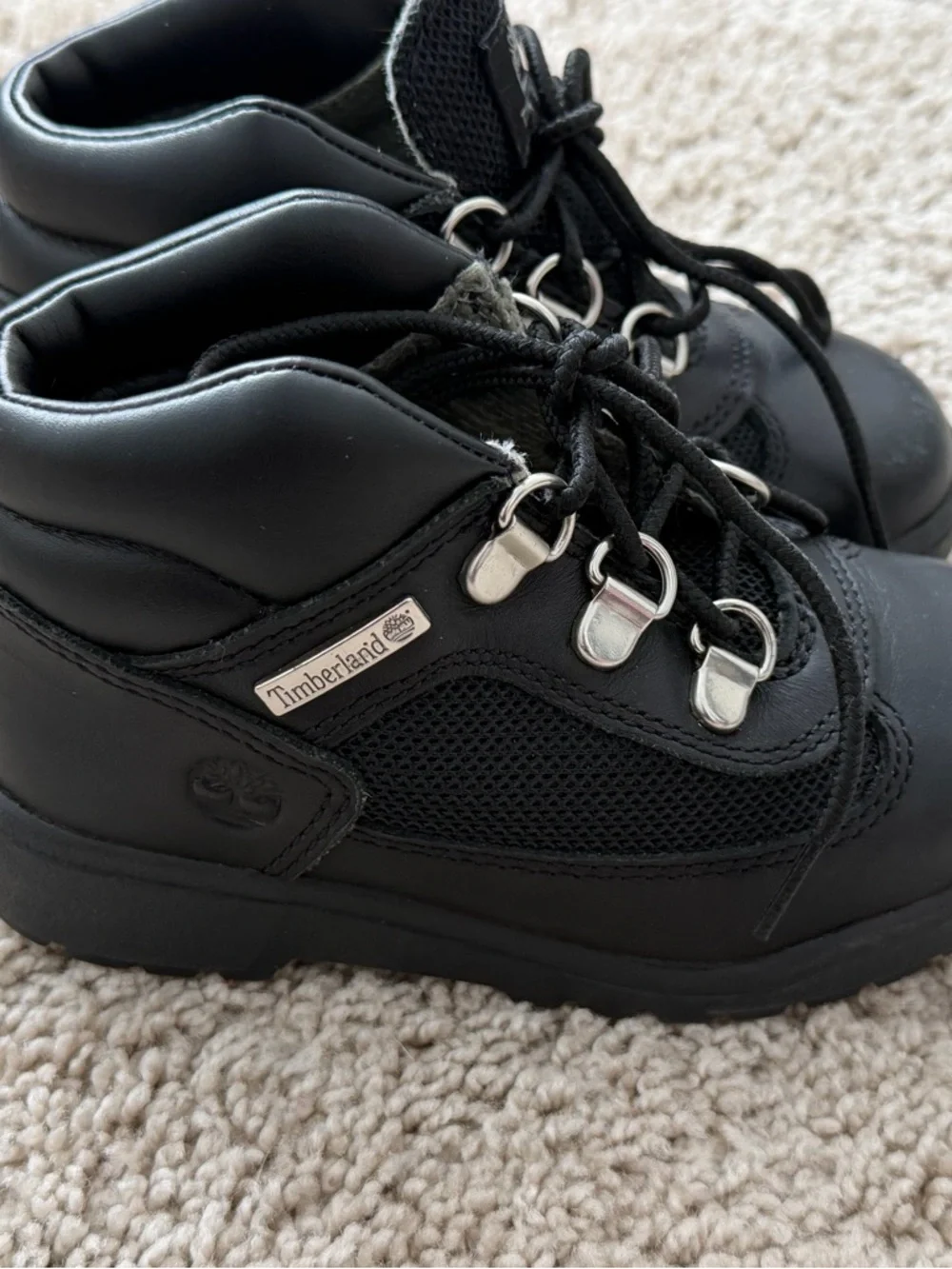 Timberland Field Boots Toddler Size 9 Black Leather Lace Up Style 15806